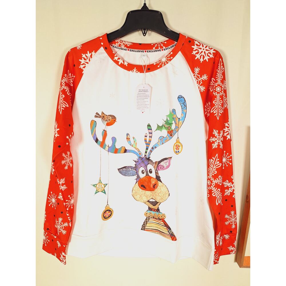 Unbranded Unisex Rudolph Reindeer Christmas Long-Sleeved Shirt Large